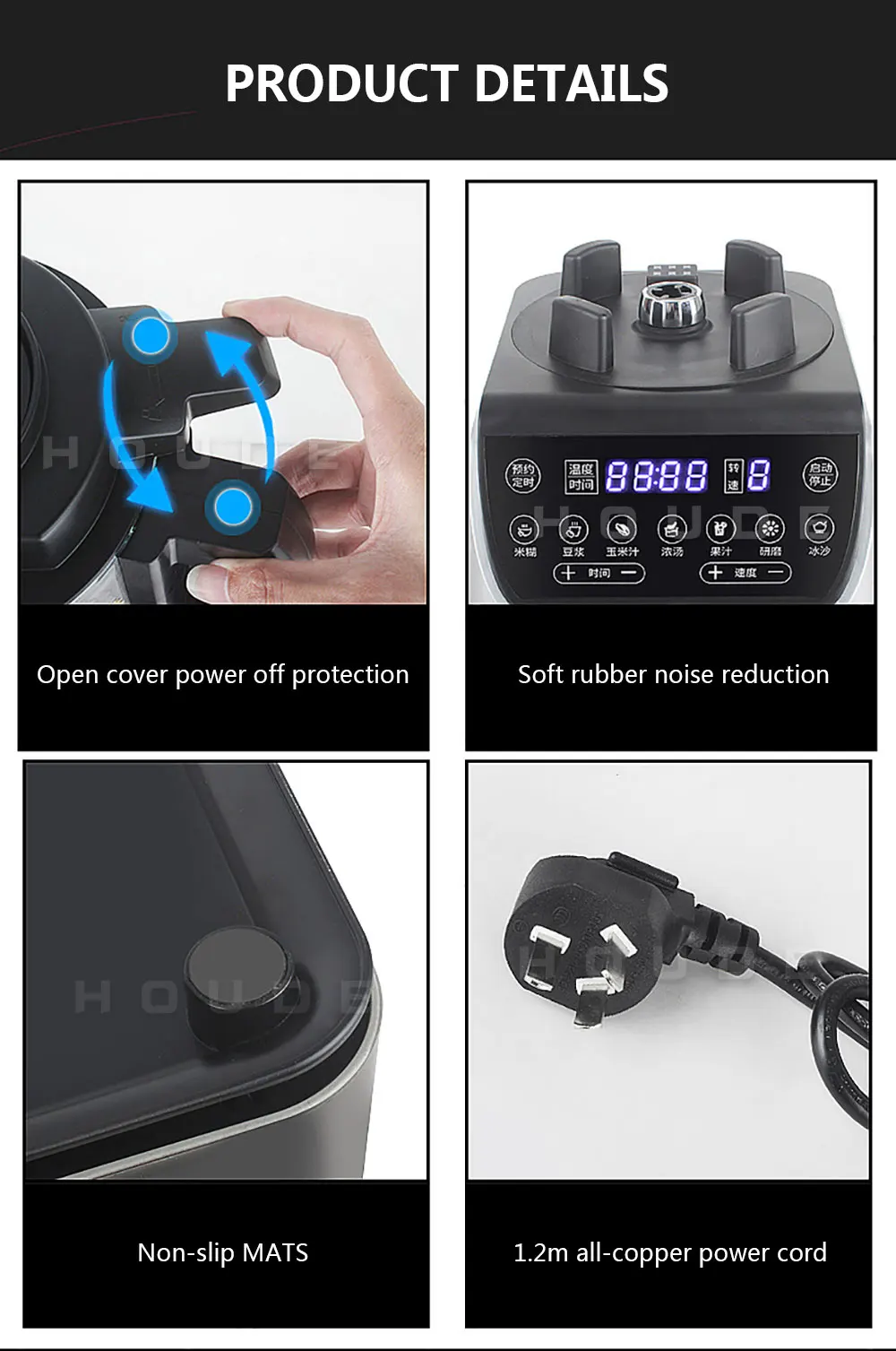 1.75l Glass Jar Blender Mixer Food Processor With Heating Function Soup