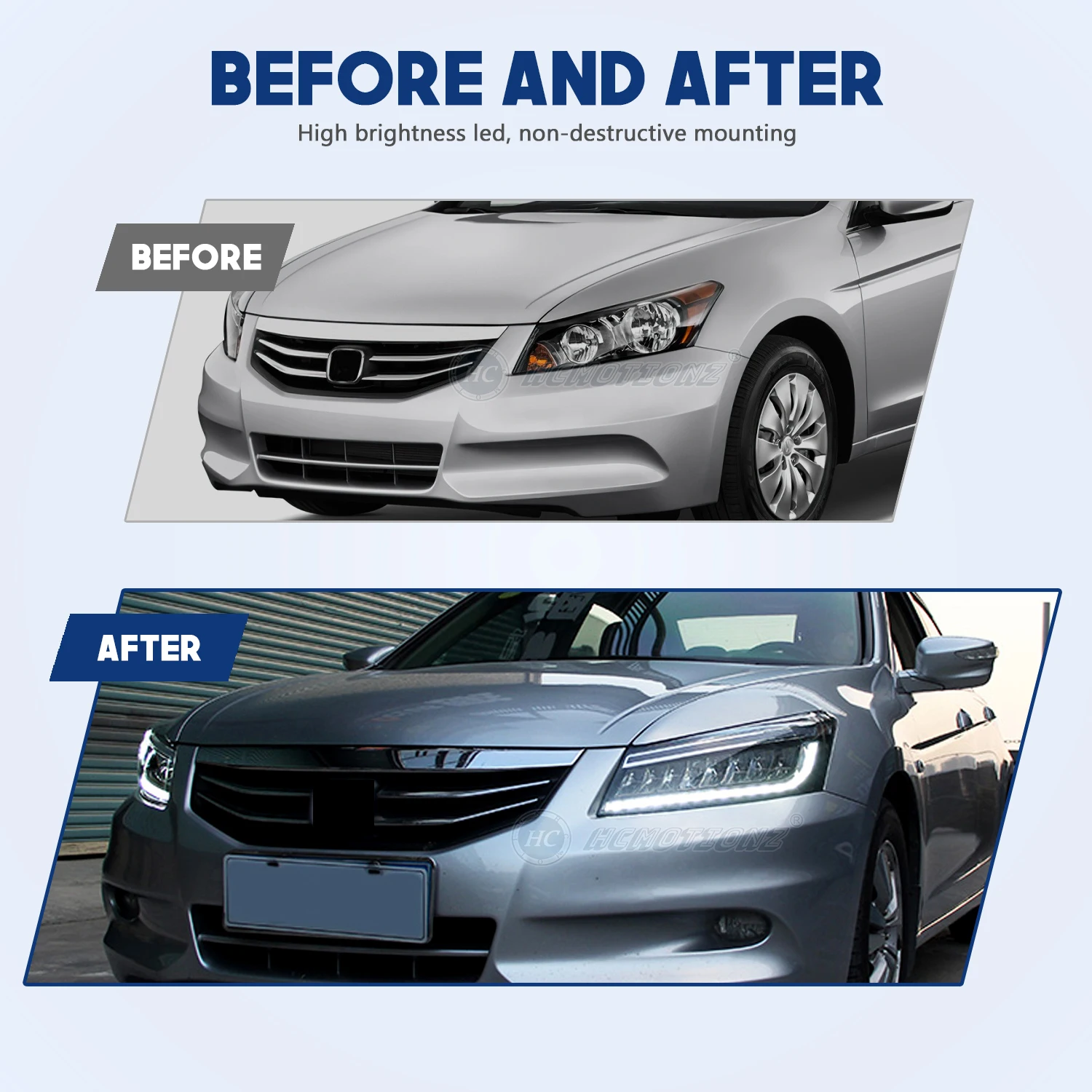 HCMOTIONZ Full LED Car Front Lamps for Honda Accord 2008-2012