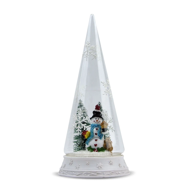 Christmas ornament cone shaped glass cloche dome with base glass display cloche dome with wooden base and christmas tree