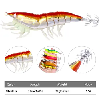 Cheery Wholesale SJ026 Luminous Shrimp Shaped Baits 12cm 20g 3.5# Saltwater Squid Jig Fishing Lures Plastic Ocean Boat Fishing – Metal Jig – view 4