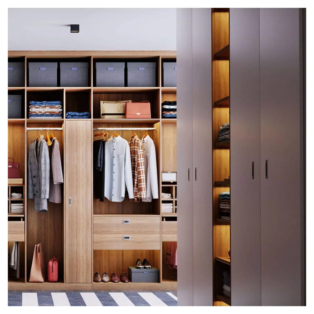 China Factory Multi Shelf MDF Board Custom Wardrobe Wooden Custom Large Wardrobe