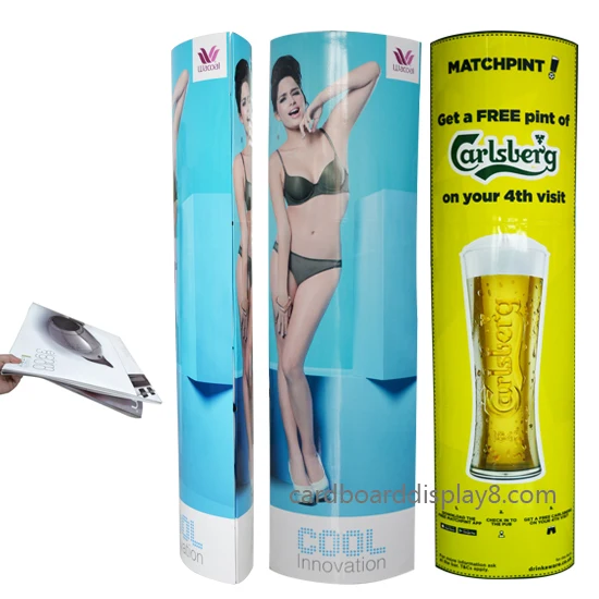 Promotional Modern Style Portable Folding Cardboard Advertising Totem Glossy Surface Standing Poster Display Board