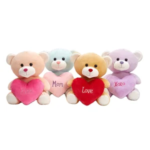 Customized Cute love Heart Stuffed Plush Toy Soft Valentine's Day Plush Teddy Bear and Mother's Day Gift