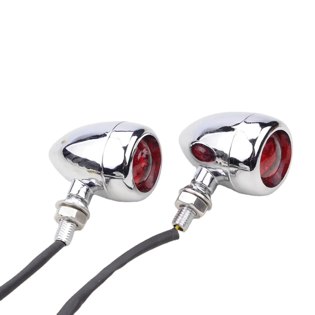 GOOFIT Motorcycle Red Cover Chrome LED Indicator Turn Signal Light Side Light Lamp Replacement for Scooter ATV Bike