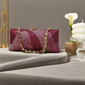 New Women's Shiny Luxurious Full Diamond Wedding Bridesmaid Bag Rhinestone Shiny Evening Chain Bag Polyester Lining Fashion