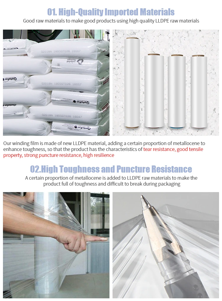 Strong Tensile Clear Stretch Film Self Adhesive Stretch Wrap Film Roll ...