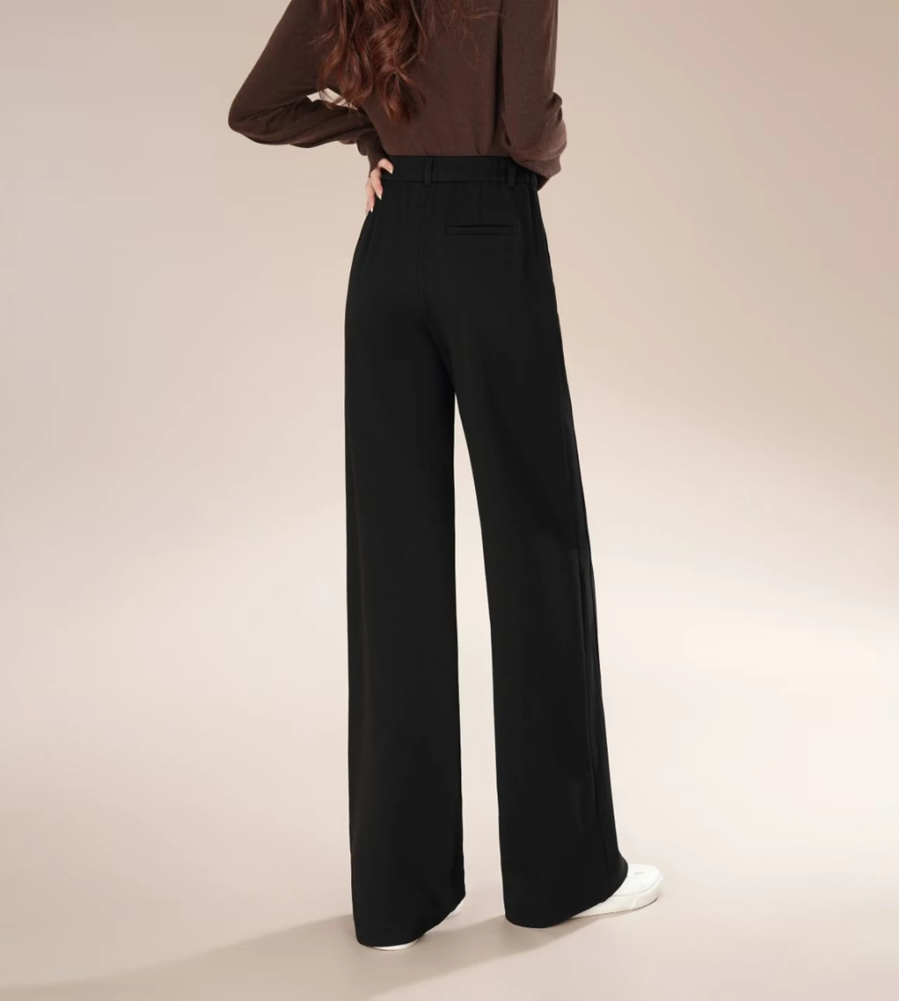 2025 Women's Elegant Slim Trousers Comfortable Casual Long Pants Elastic Pocket Work Formal Fleece Fabric Featuring Logo