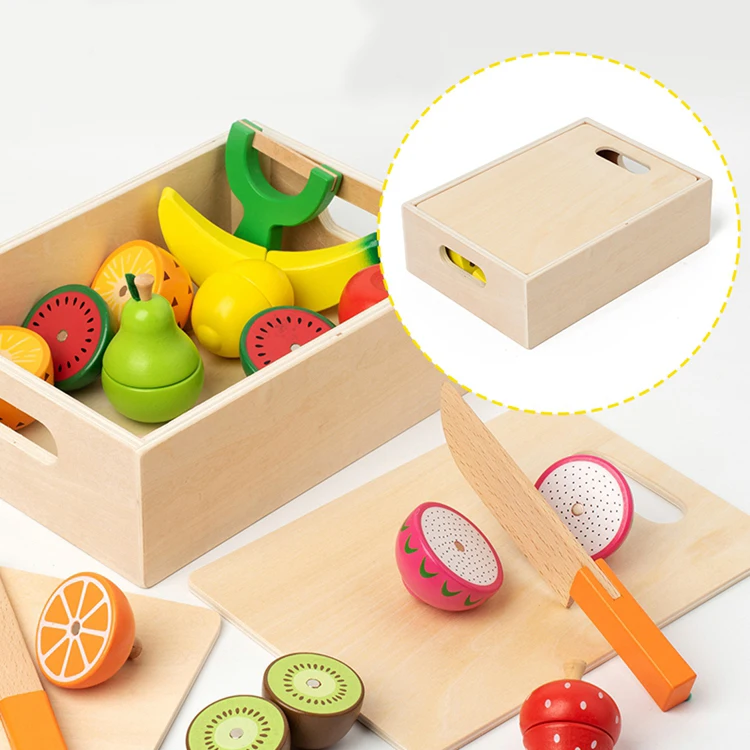 Early kids learning magnetic fruits Cutting Play Toy Wooden Play House ...