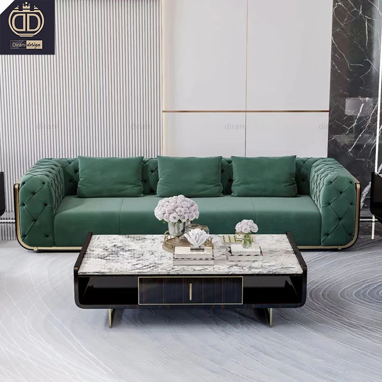 グリーンシガーチェスターフィールド手作りレザーレジャーラウンジ