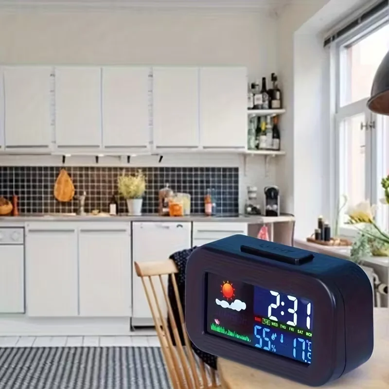 Multifunction Colorful Display Weather Station Alarm Clock Calendar Temperature Weather Forecast Clock