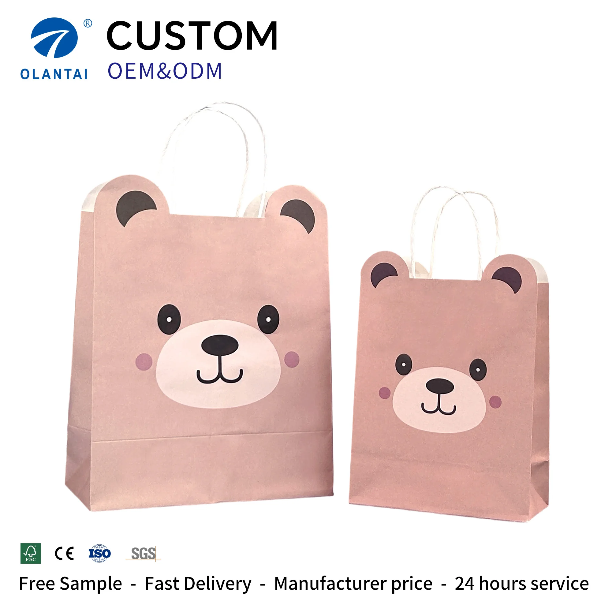 Custom Craftsmanship Food Takeaway Paper Bag for Snacks Hamburgers Cakes Coffee Shops Recyclable and Durable Kraft Paper Bag