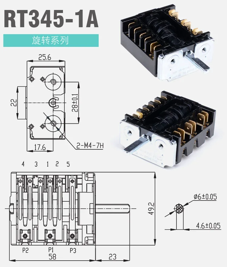 16a 250v 2 To 16 Position Manual Electric Heater Oven Rotary Selector