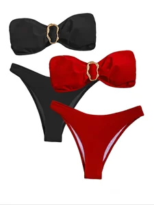 High Quality Lightweight Women's Bikini Sets Customizable Outdoor Fitness Wear Seamless Rainbow Classic Spot Beachwear