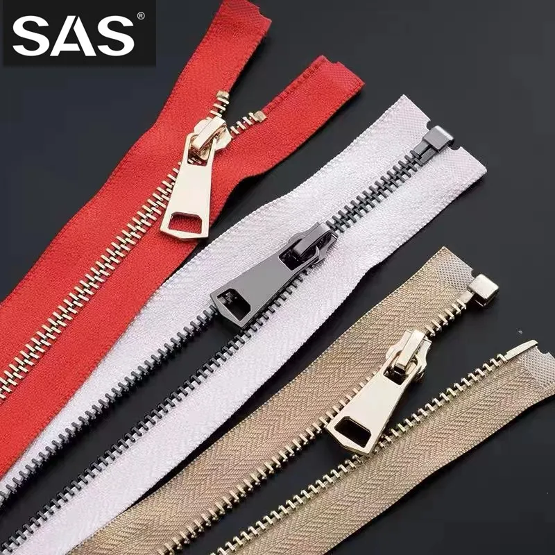 SAS Auto Lock Slider Zipper Different Color 15-80cm Metal Zippers for Bags Jackets Open-End Double Side Zipper