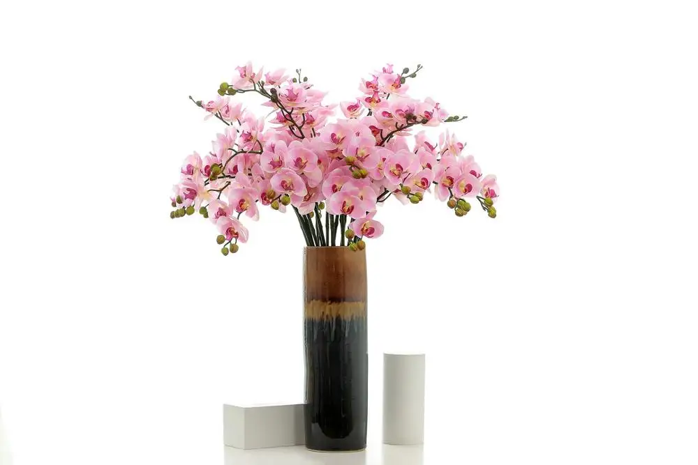 Прямая поставка с фабрики, реалистичные высококачественные искусственные цветы орхидеи, 9 головок, украшение для дома и свадьбы