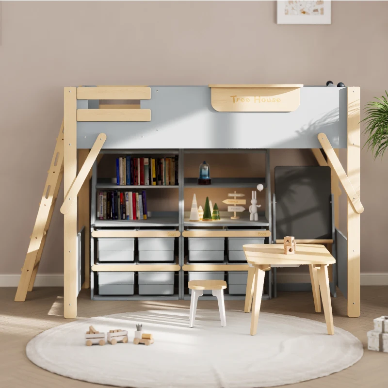 Multifunction Kids Treehouse Long Junior Double Loft Bed Furniture Set Children's Playhouse Design Kids Beds for Girls and Boys