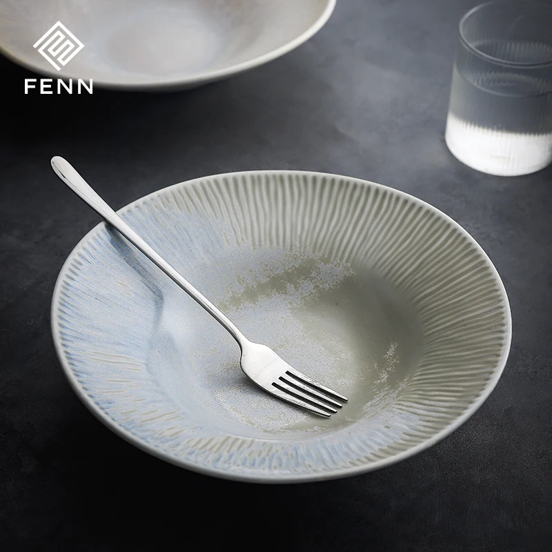 FENN Luxury Western Dinnerware Restaurant Ceramic Tableware Vintage Dining Dinner Bowls Porcelain Soup Bowl Ceramic Bowls