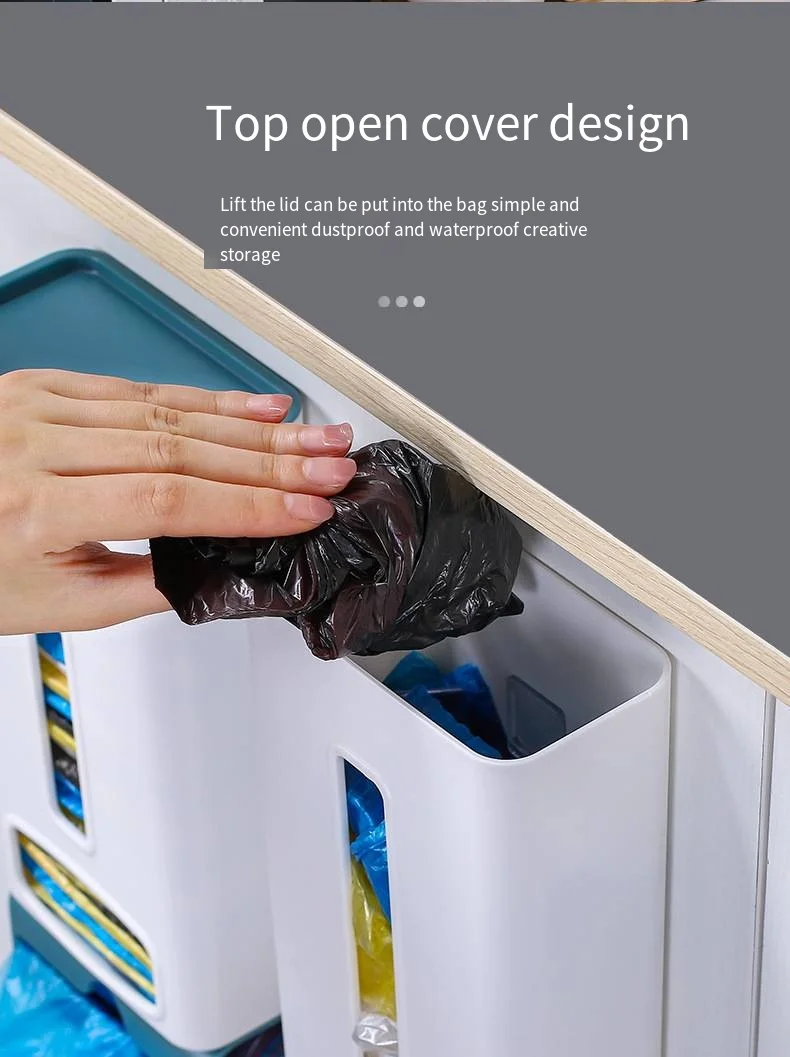 New garbage bag storage box multi-purpose plastic bag collection storage wall mounted kitchen organizer box factory