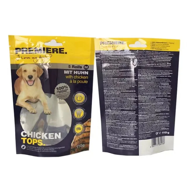 Custom New Dog Treat Line Stand-Up Pouches for Resealable Food Packaging Pet Treat Bags and Pouches