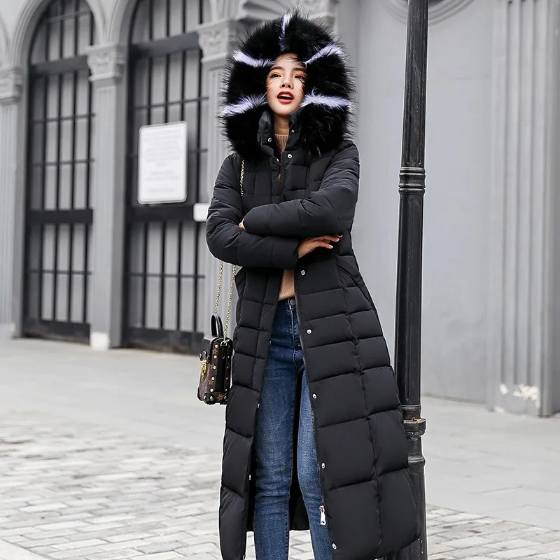 Fashion99 Women Warm Long Coat Fur Collar Jacket Slim Winter Parka Outwear Coats