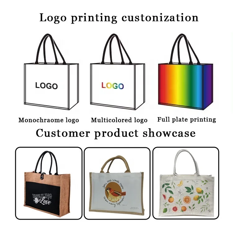 Custom Logo Eco Friendly Personalized Burlap Custom Tote Bag With Silk Scarf Bridesmaid Jute Bag for Wedding Favors Party Gift