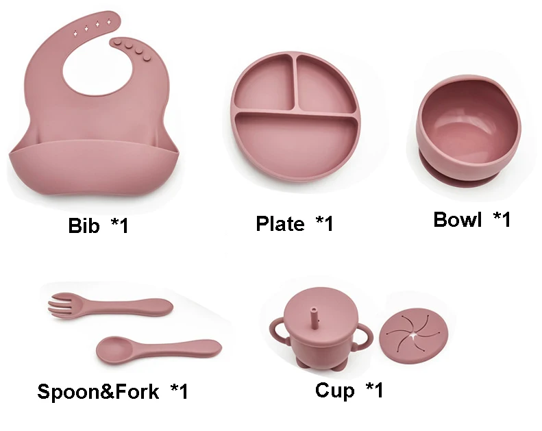 Silicone Kids Feeding Set Baby Learn To Eat Training Dinner Set Toddler