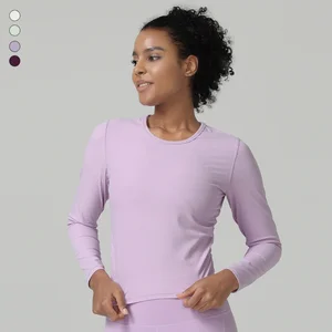 Factory Wholesale Women Compression T-shirt New Long Sleeve Yoga Top Comfy Fit Soft Stretchy Workout Running Sports Gym Top