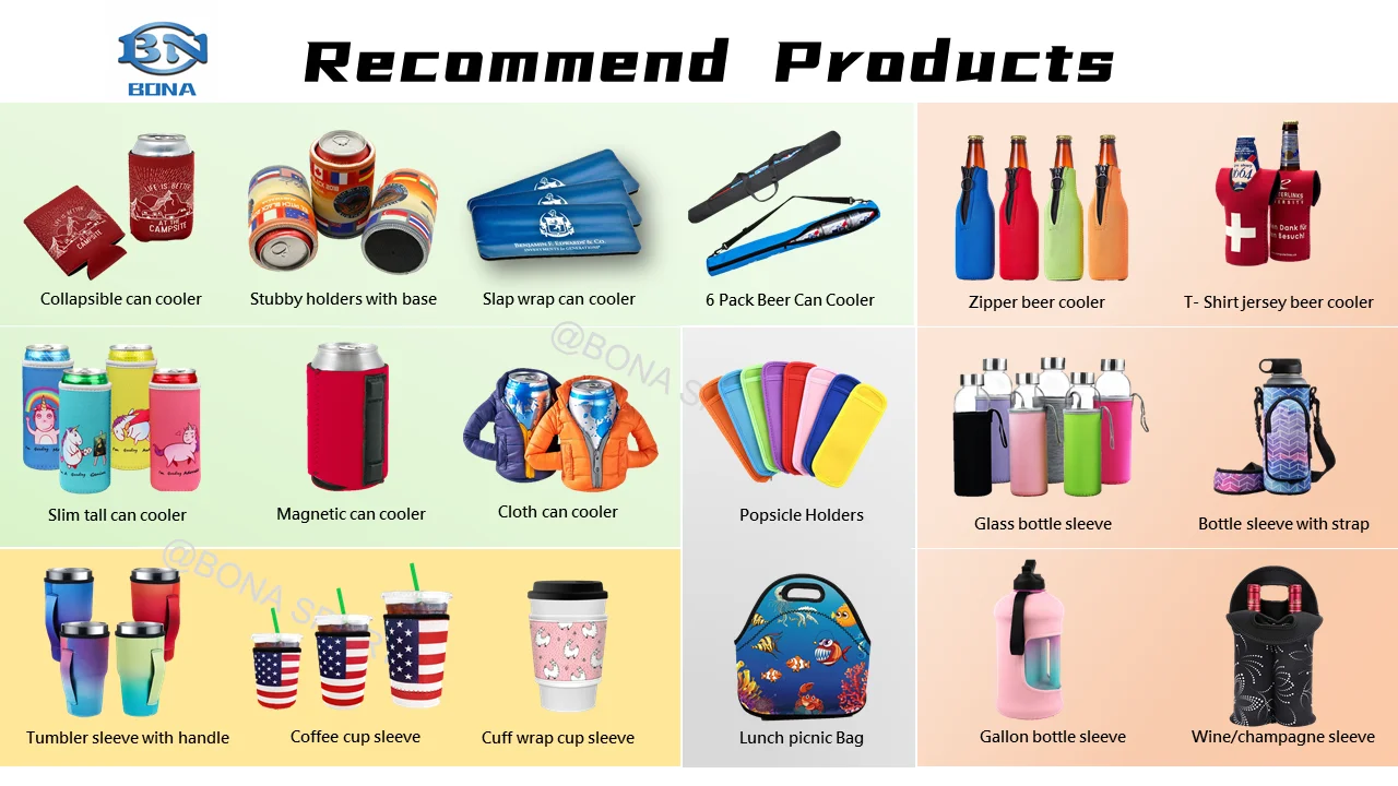 Custom Logo Insulated 6 Pack Can Tube Beer Sleeve Cooler Neoprene Golf