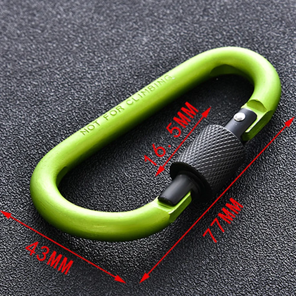 6-Pieces: D-Ring Screw Locking Carabiner Hook Clip Aluminum Camping Keychain