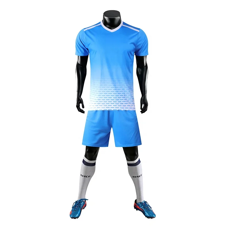 custom High Strength Professional Soccer Jerseys blue and white soccer