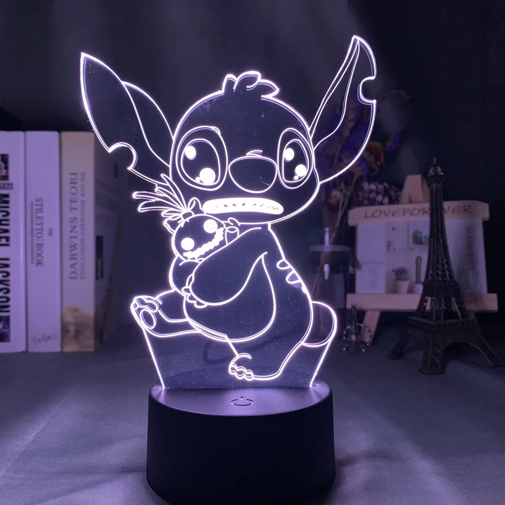 Stitch Table Lamp Anime Peripheral Cartoon Gift Remote Control Touch 3d ...