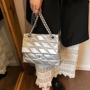 Minissimi Low MOQ Custom Pu Olkalaukku Waterproof Solid Color Vintage Diamond Luxury Bags Party Women Shoulder Bag