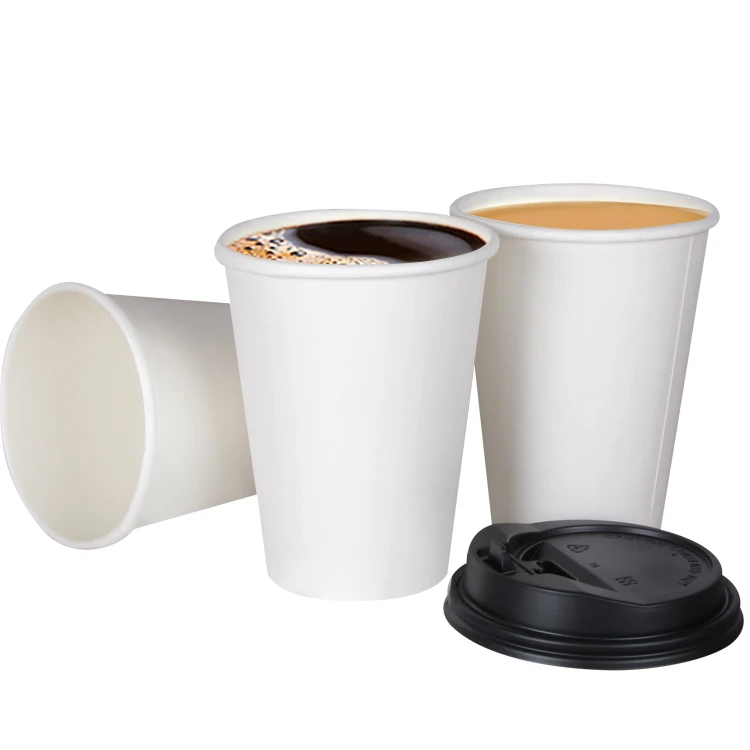 
Экологичная одноразовая Однослойная кружка для белого кофе с пластиковой крышкой 