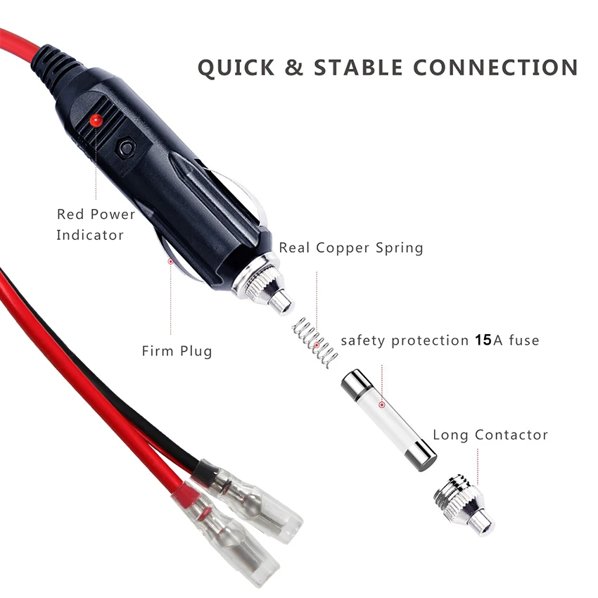 15a cigarette lighter fuse Fuse 15A Car Charging Battery Extensions Cigarette Lighter Charger to  Terminals Cigar Cable