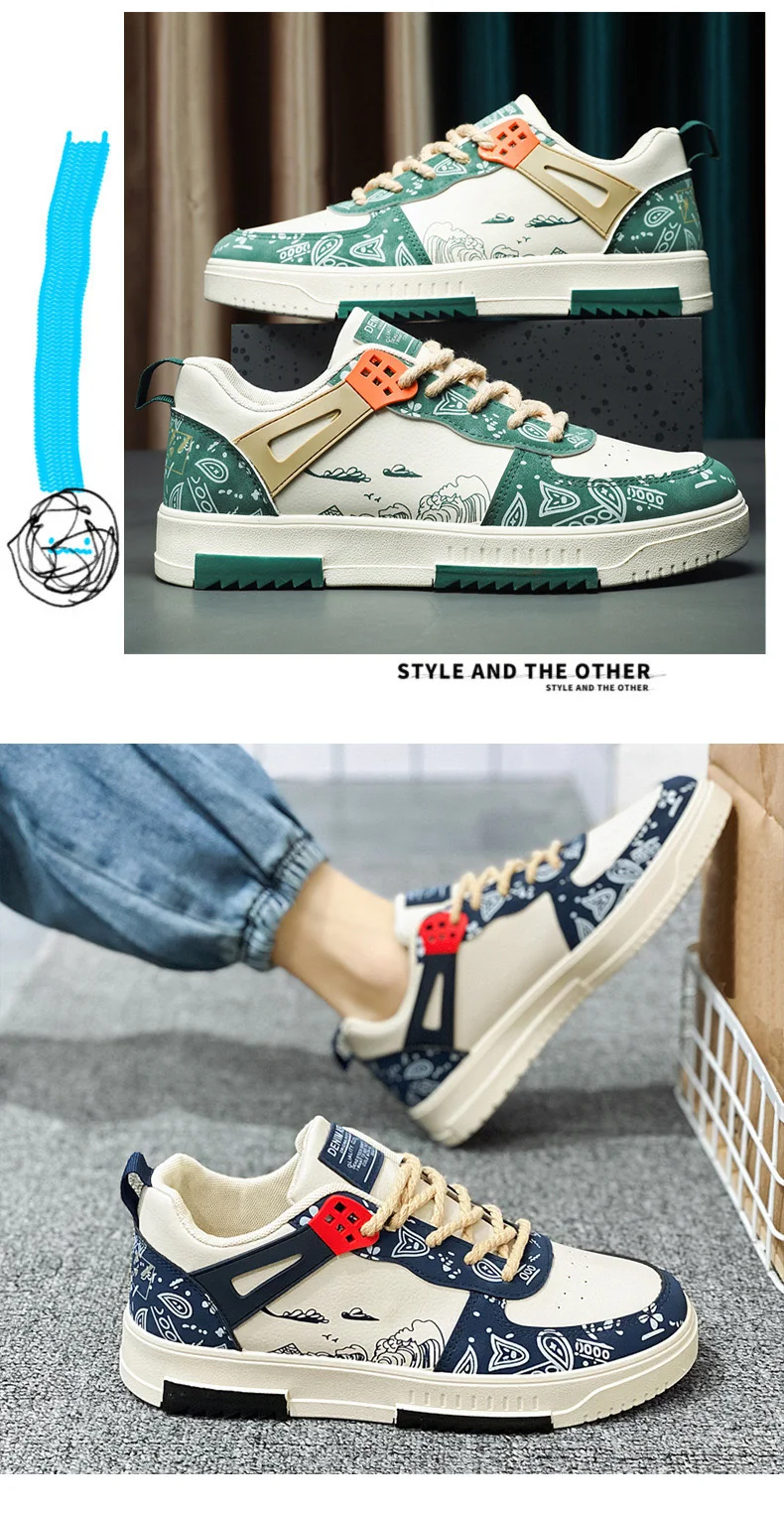 Fashion New Version Trend Breathable Men's White Shoes Spring Comfortable Sports Casual Flat
