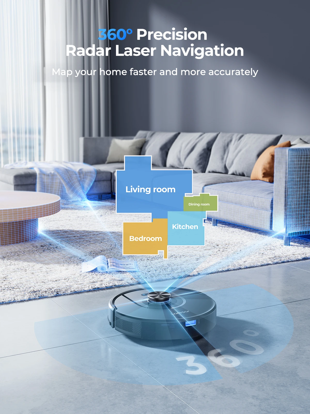 Laresar Mars01 Robot Cleaner Sweep Vacuum Mop Tuya Control Vacuum 5000Pa Suction Power Laser Robot Vacuum Cleaner