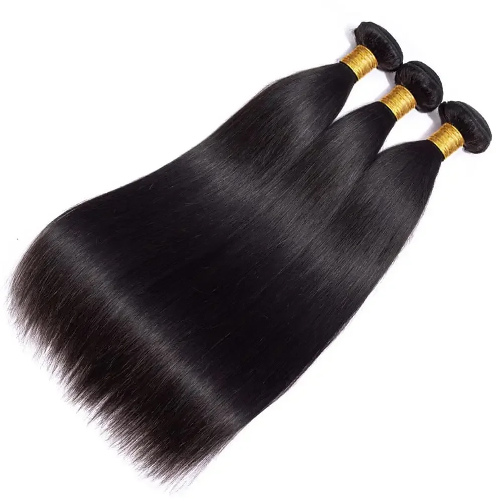 Extensions di capelli umani lisci neri naturali brasiliani spessi 14-30 pollici per donne_voghion.com