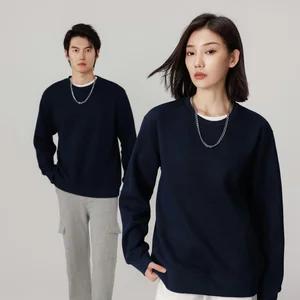 Unisex Long Sleeve Crewneck Sweatshirts Custom Men and Women's Casual Sport Sweatshirts for Autumn Solid Color Plain Dyed