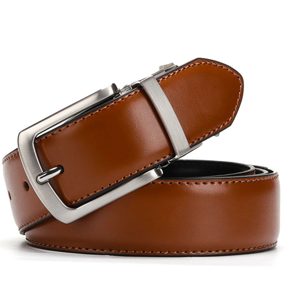 Fashion Cowhide Genuine Leather Double Sided Reversible Buckle Casual