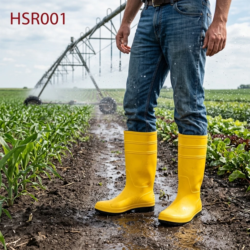 ZYF,Agricultural Irrigation Water Proof Yellow/black Rain Boots for Sale Livestock Farm Integrated PVC Rubber Boots HSR001