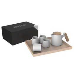 Design Ceramic Factory Tea Pot With Cup Wooden Handle Custom Tea Pots Wholesale China Designer Tea Pots And Cups Gift Set