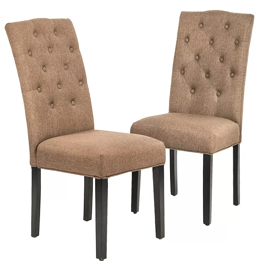 Amazon Top Selling Fabric Tufted Dining Chair With Button Back And Wood