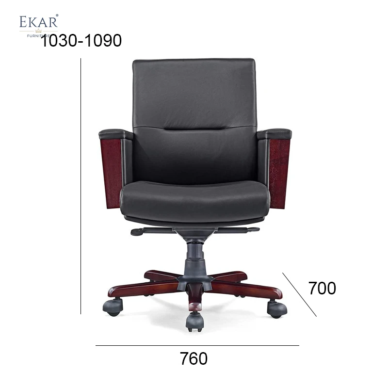 Executive Top-Grain Leather Office Chair with Padded Armrests supplier