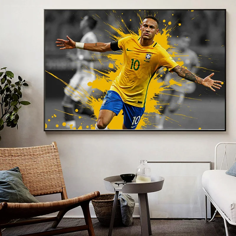 FANCHUANG Neymar Jr Football Posters Motivational Poster for Boys Bedroom  Wall Canvas Inspirational Wall Art Frame-style 08x12inch(20x30cm)