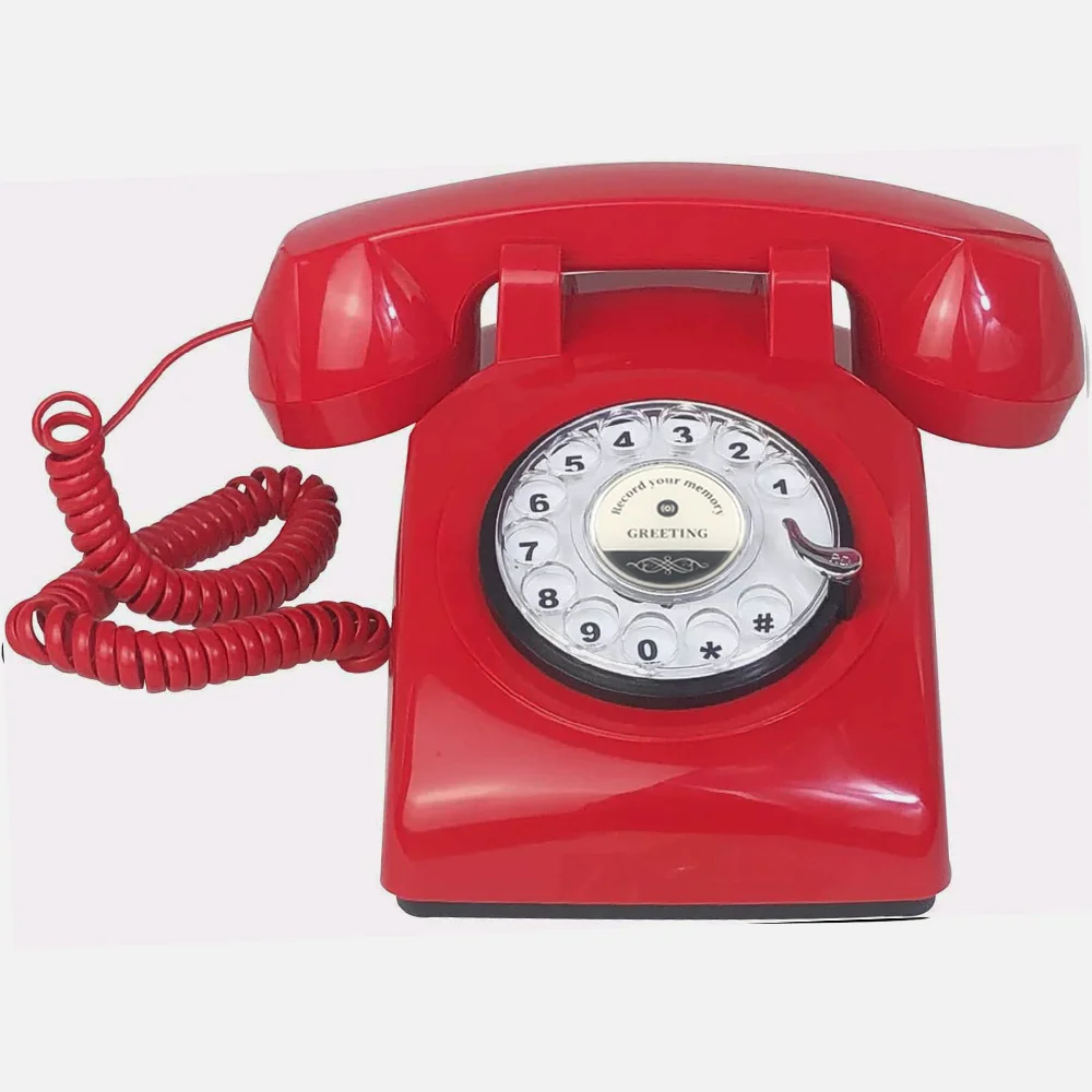 Red Color Rotary Dial Recording Wedding Telephone Recording Message ...