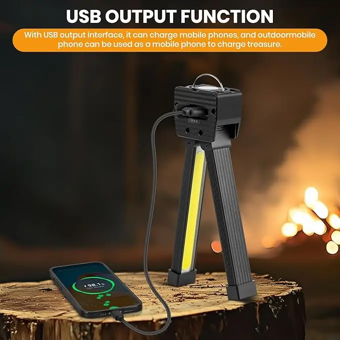 Gym Lamp Magnetic Work Light, 180° Folding, Power Bank, 7 Dimming Levels, Portable LED Flashlight With Hook, USB Rechargeable For Camping & Repairs