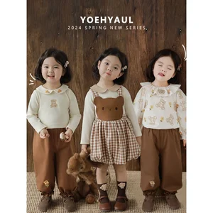 YOEHYAUL High Quality 4 Piece Girls Bear Sets Kids Clothing Luxury Child Children Clothing Set Kids Clothes Wholesale Casual