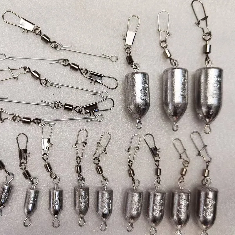 Fin Water Drop Cylindrical Shape Fishing Lead Sinkers