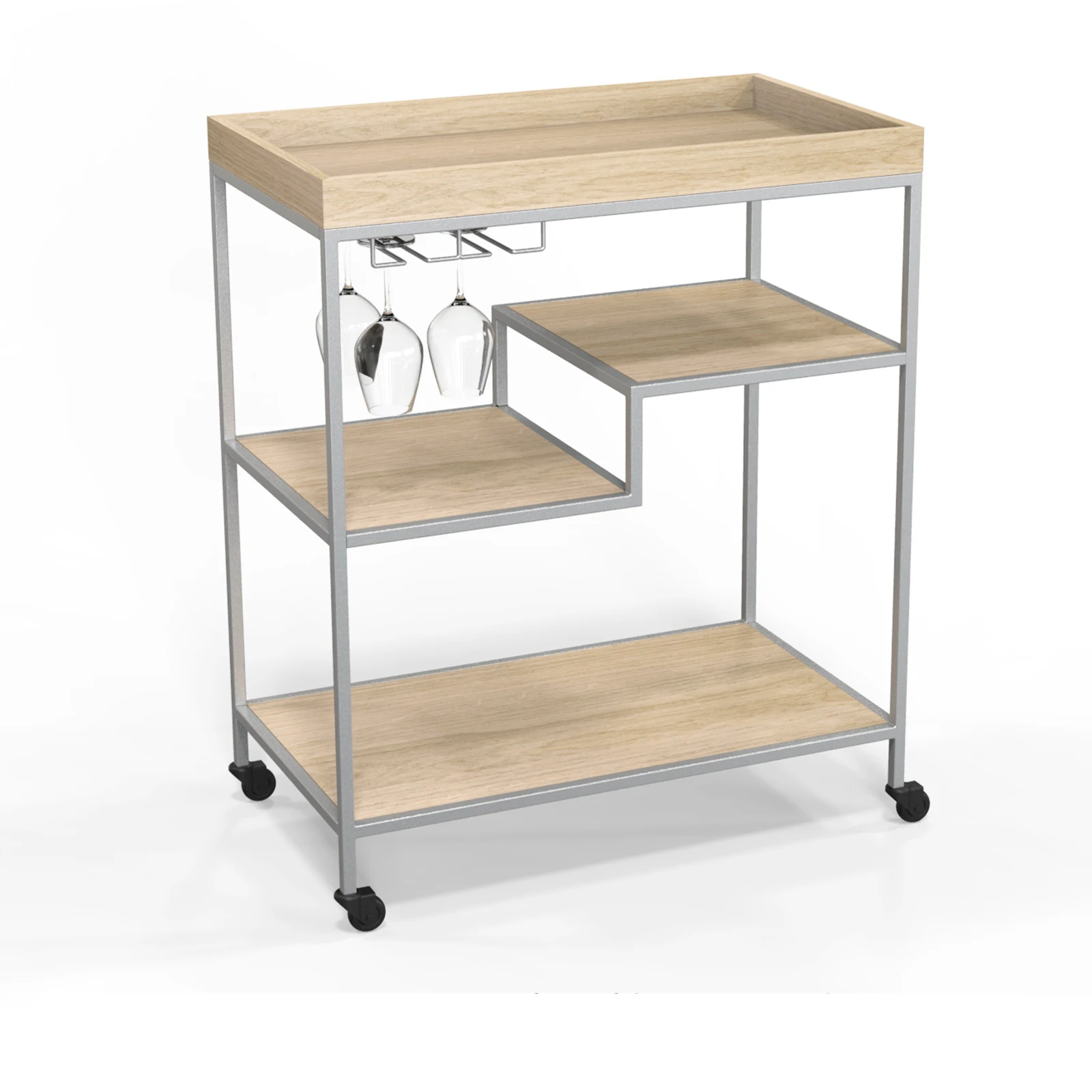 Mayco Home Bar Furniture Industrial Wood Metal Service Bar Cart With