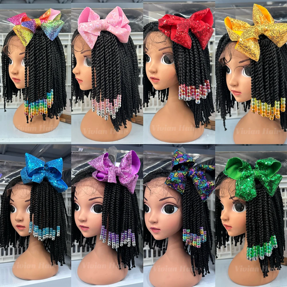 Vivian New Arrival Kids Braided Elastic Ponytails With 30mm Bobbles Box